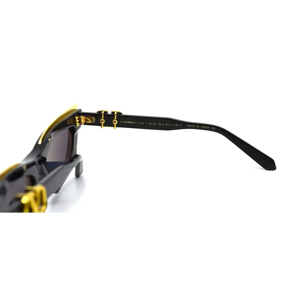 NEW VALENTINO GOLDCUT VLS-113A-55 BLACK GREY LENS SUNGLASSES AUTHENTIC - Picture 9 of 15